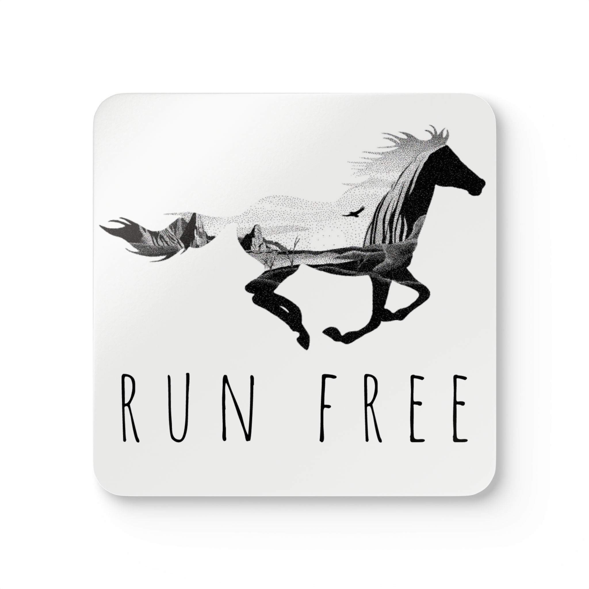 Spirit Horse Cork Coaster Set — Run Free (4 Pack)