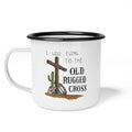Old Rugged Cross enamel camp cup | Christian cross, western cactus design