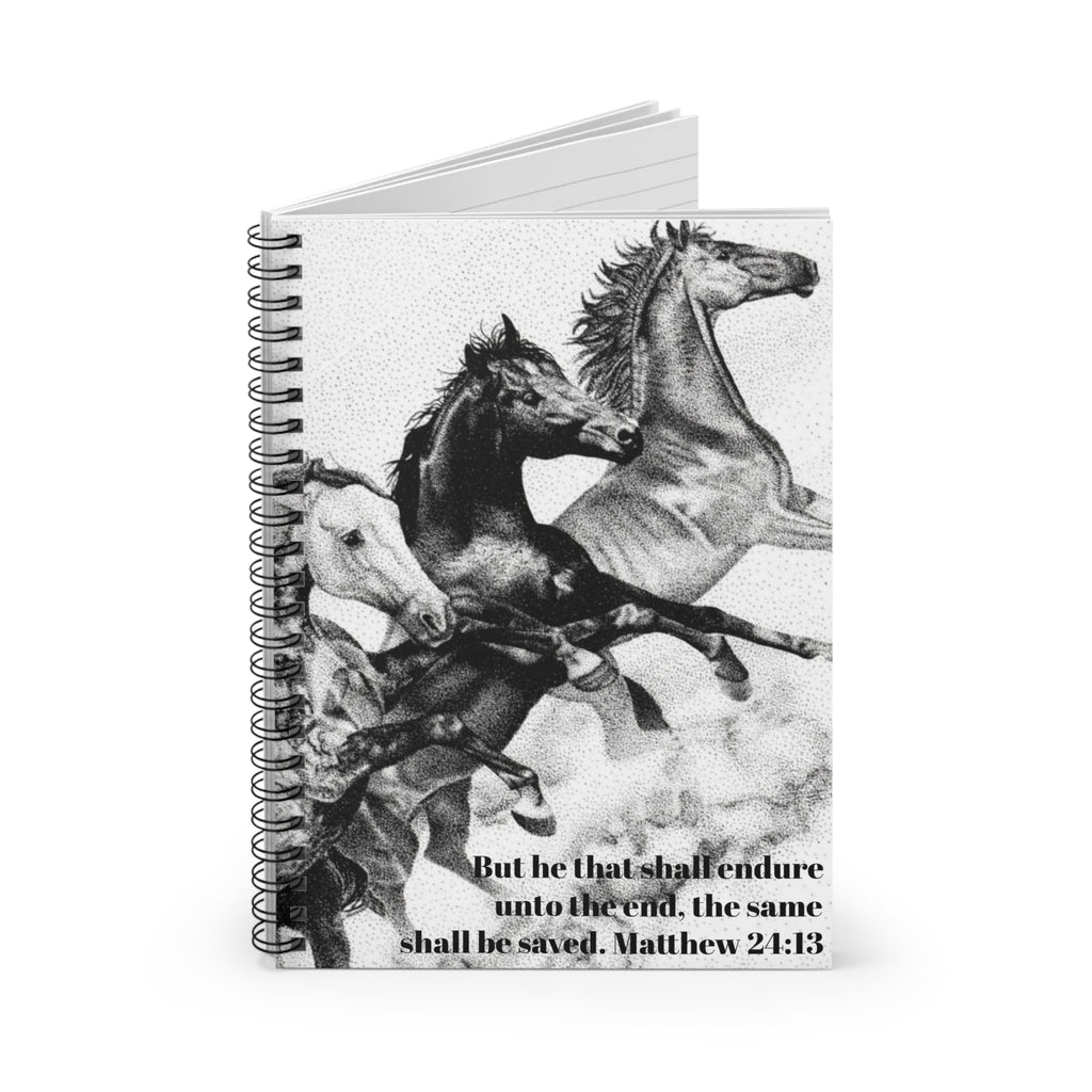 Mustangs Matthew 24:13 Spiral Notebook - Ruled Line