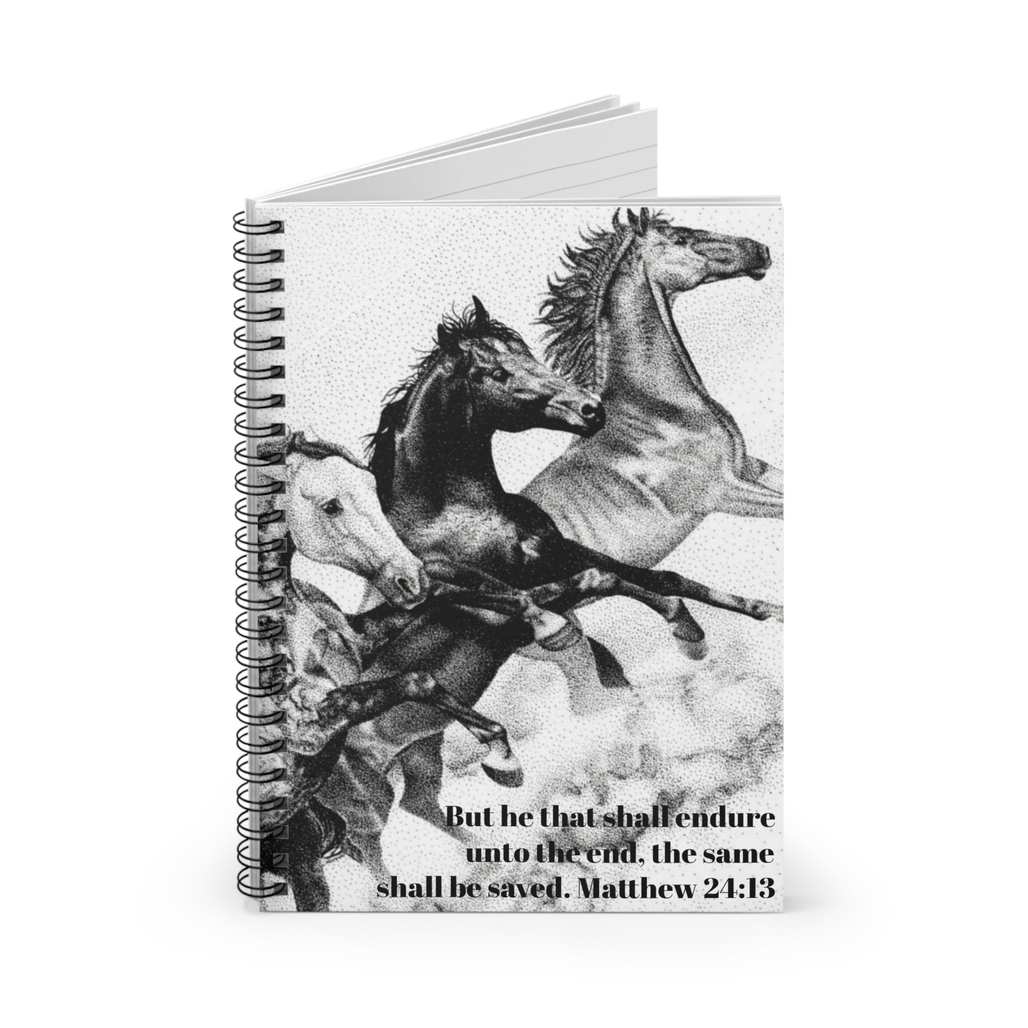 Mustangs Matthew 24:13 Spiral Notebook - Ruled Line
