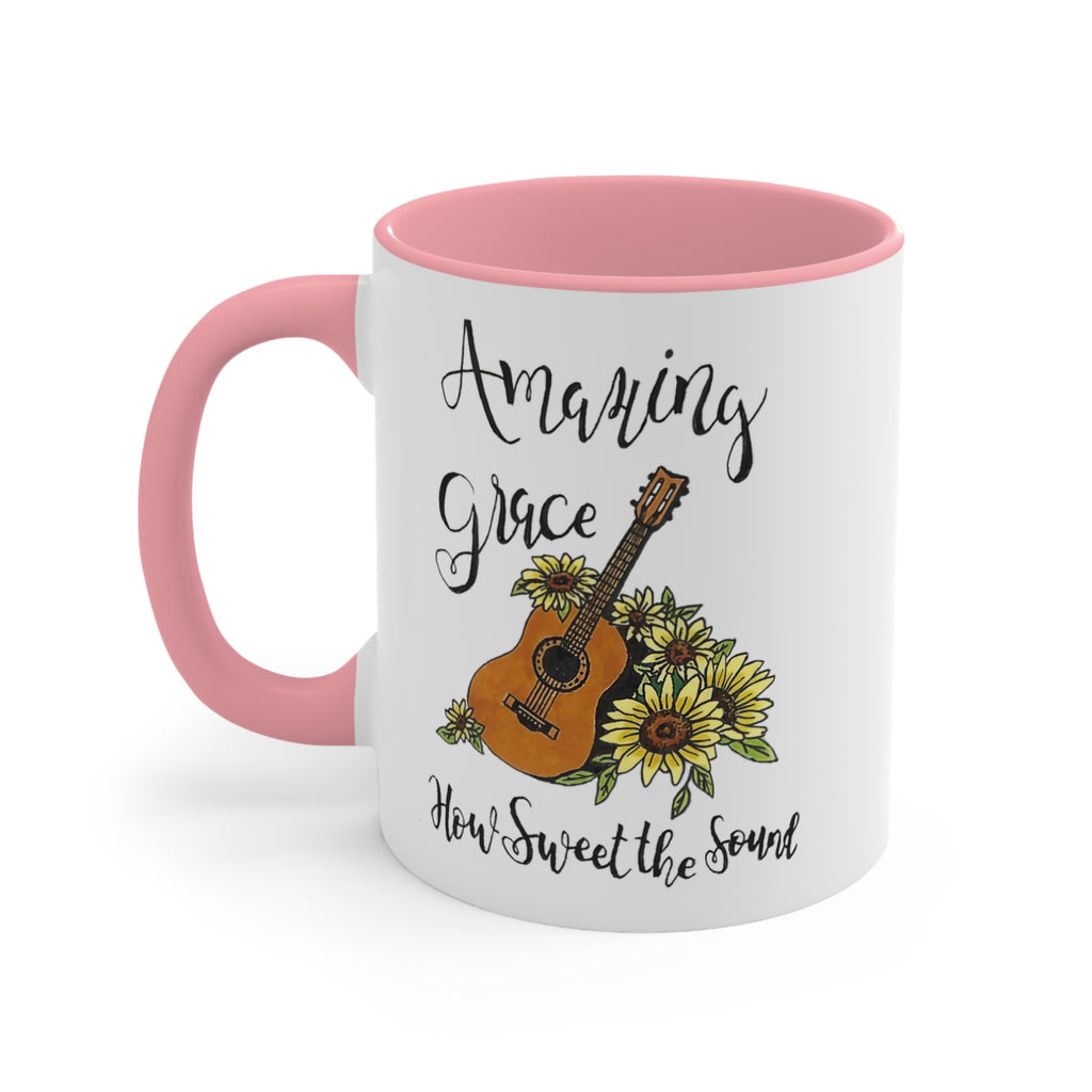 Amazing Grace Accent Mug — Floral Guitar Coffee Cup