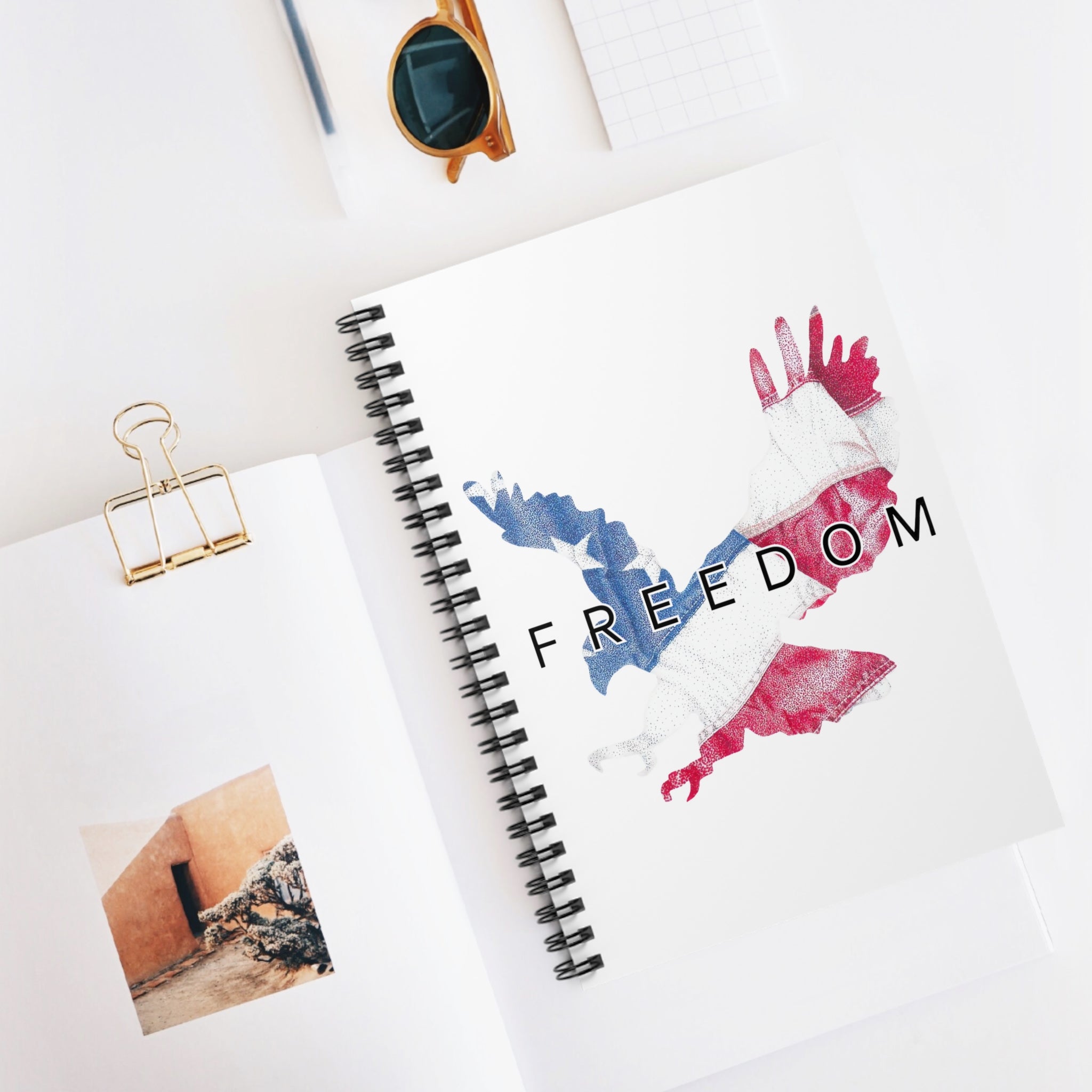 Freedom Eagle and Flag Spiral Notebook