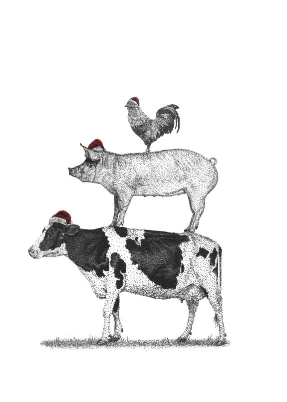 3 Stacked Christmas Animals