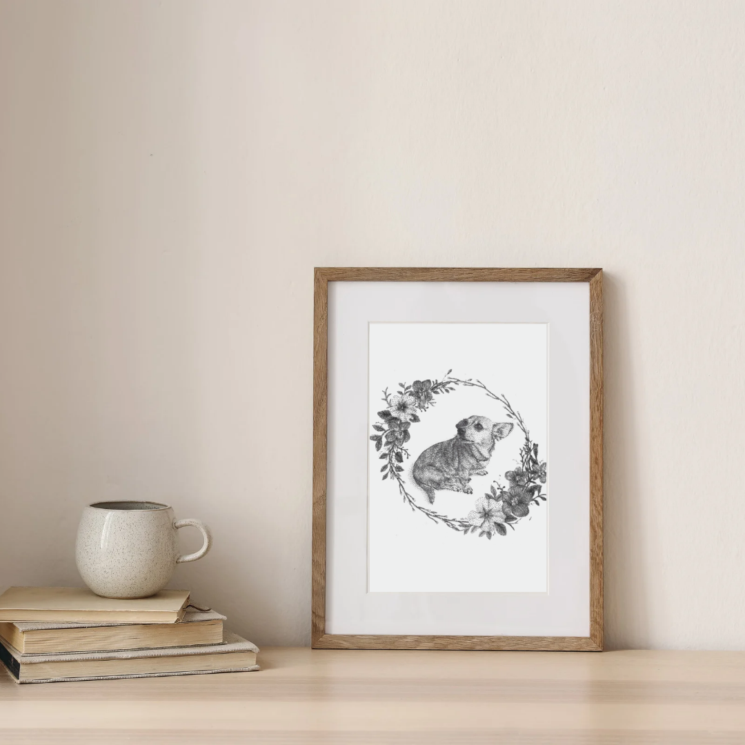 CUSTOM Floral Wreath Pet Portrait