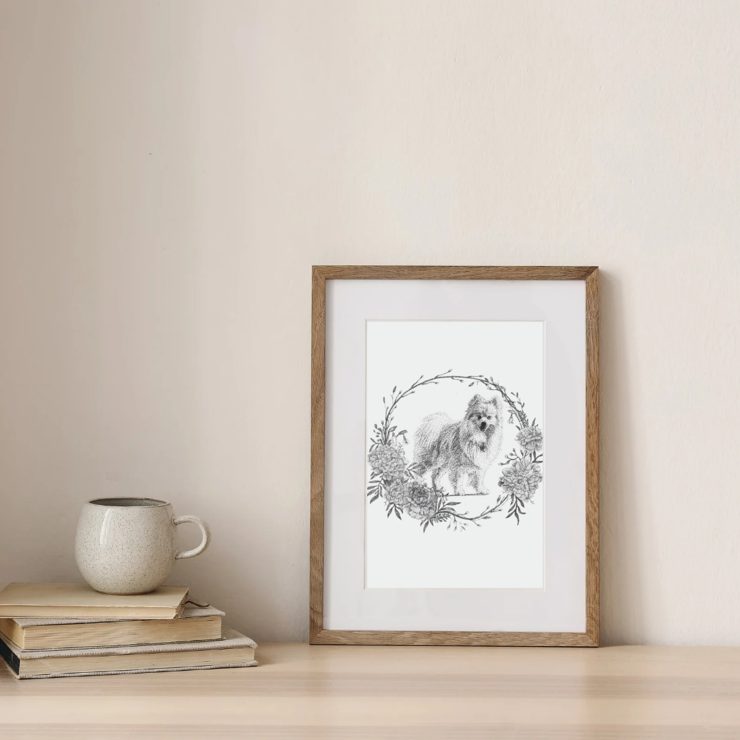CUSTOM Floral Wreath Pet Portrait