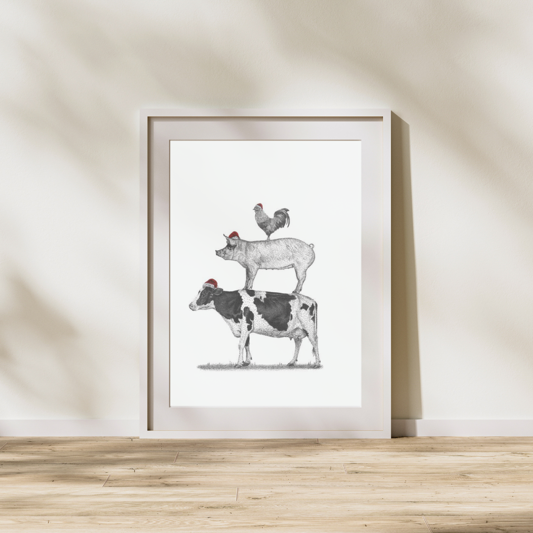 3 Stacked Christmas Animals