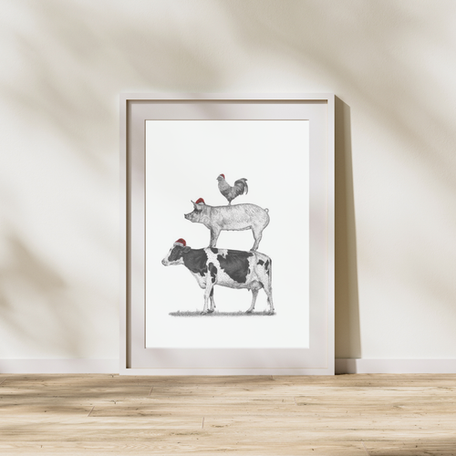 3 Stacked Christmas Animals