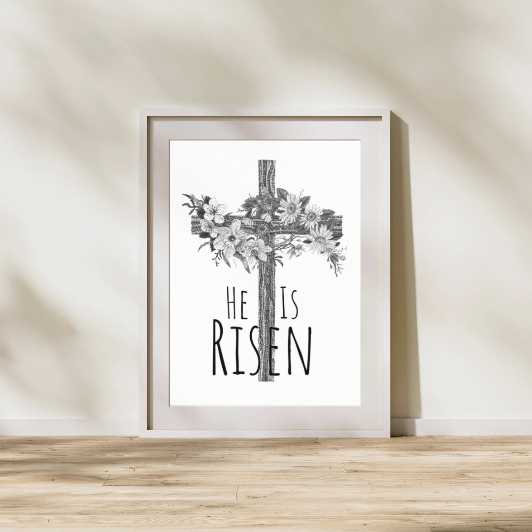He is Risen Floral Cross