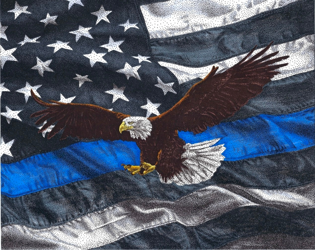 Eagle and Police Thin Blue Line Flag