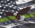 Eagle and Military Green Line Flag
